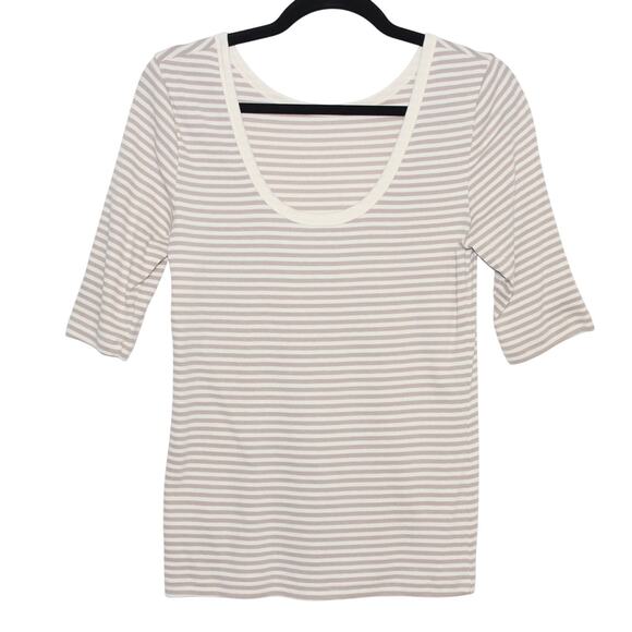 AG Jeans Diana Short Sleeve Top Whitewash Beige Size XL - Picture 5 of 7